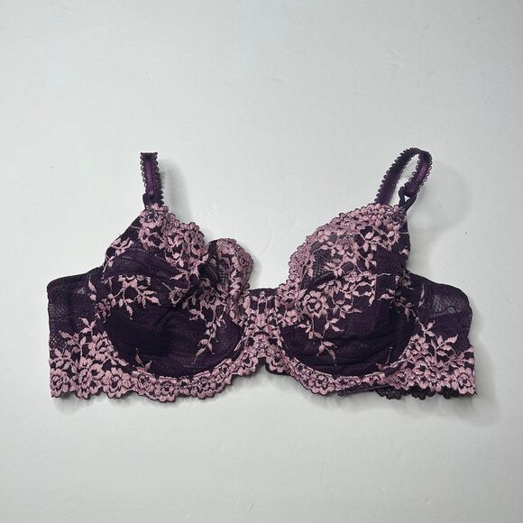 Wacoal Purple lavender scalloped floral Lace Unlined bra 34C  65191 - Picture 6 of 6